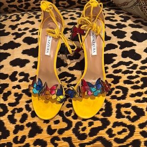 Aquazzura papillon sandal Yellow High-Heeled Sandals labeled 41 fits 10